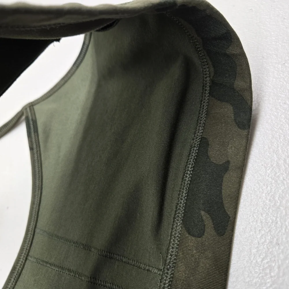 Lululemon Women Sports Bra 8 Green Flow Y Camouflage Wireless Pullover READ